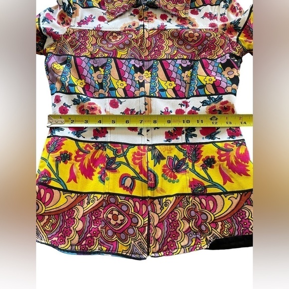 Boston Proper Mixed Print Boho Zip Front Jacket Top Patchwork Retro Style Size 2 - Picture 11 of 13